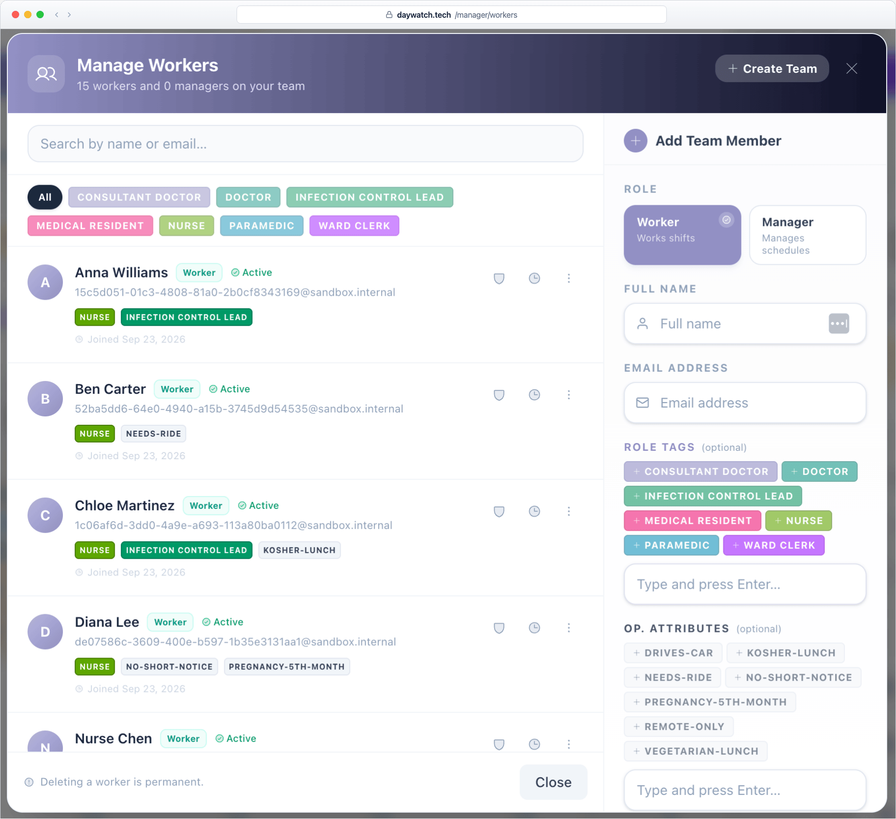 Worker Directory & Shift Caps